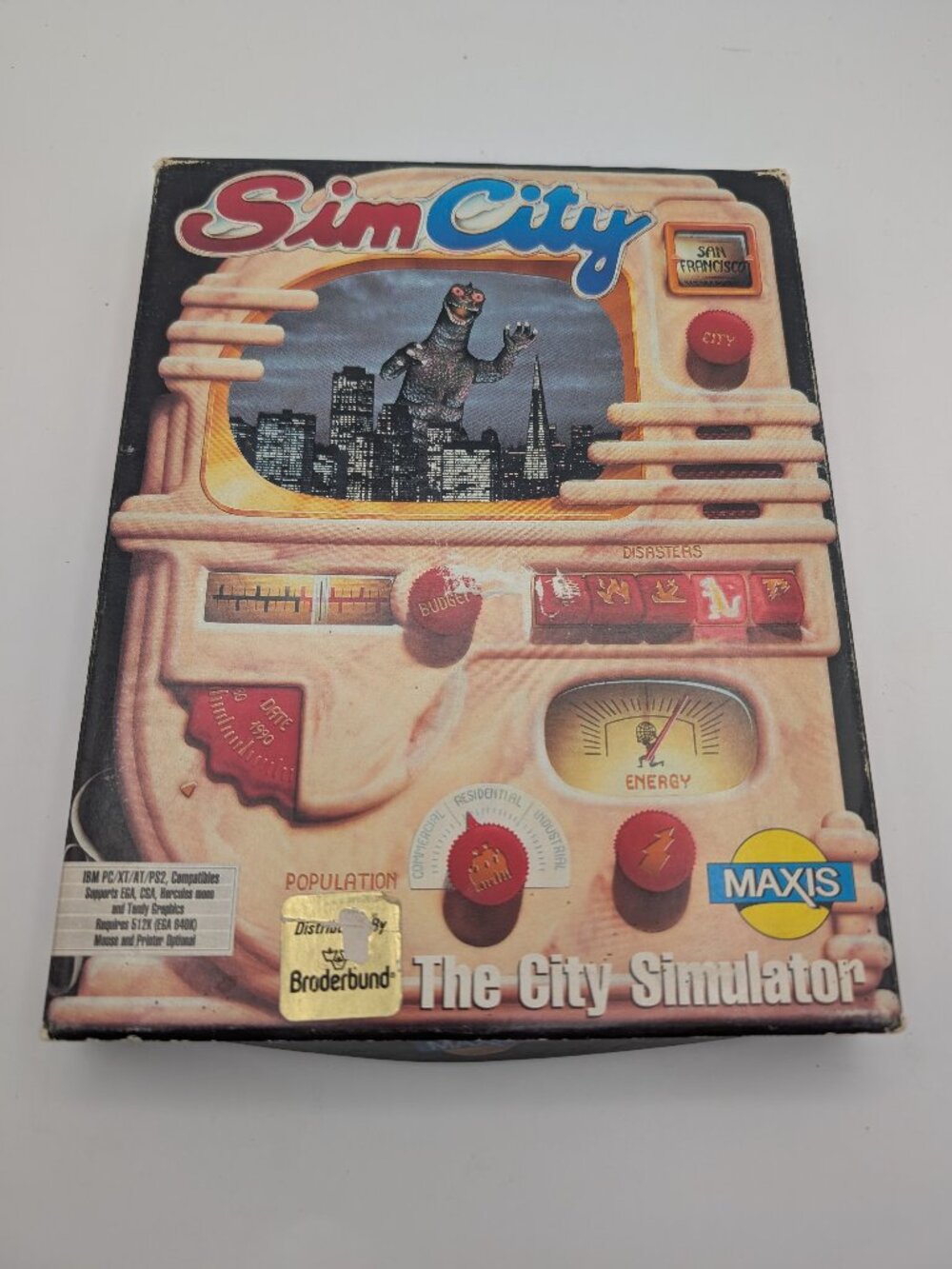 Vintage 1989 Sim City "The City Simulator" Maxis Big Box, IBM, Tandy, Floppy CIB